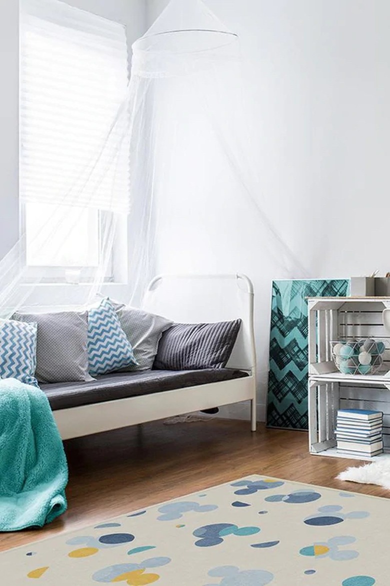 Ruggable Mickey Polka Dots Slate Blue Rug