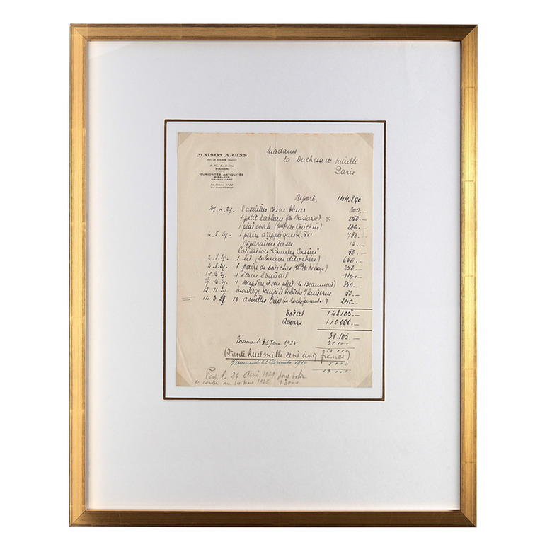 Vintage framed receipt