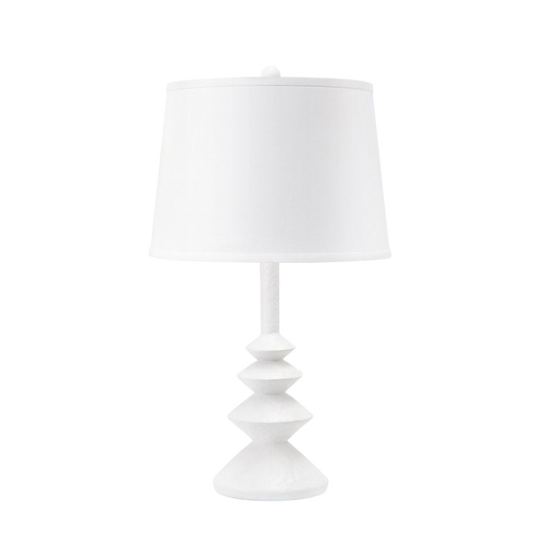 White geometric table lamp from Bungalow 5