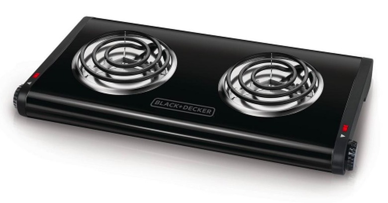 Electric Stove Burner from Black + Decker 2-Burner 12 in. Black Hot Plate with Temperature Controls