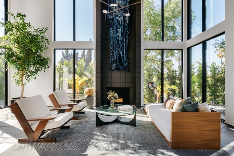 great room area with large glass windows