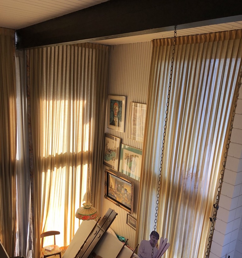 great room area with curtains