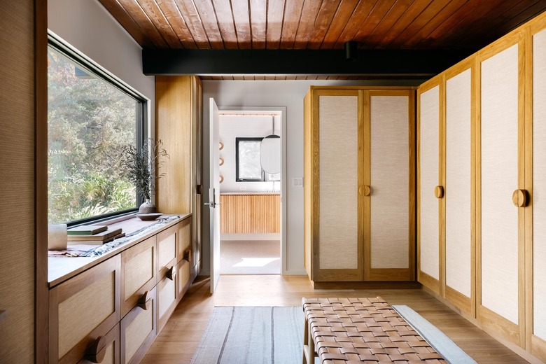 dressing room with white oak doors