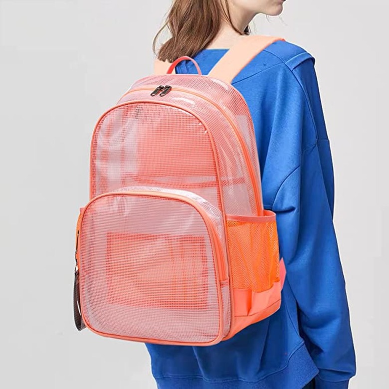 clear orange backpack