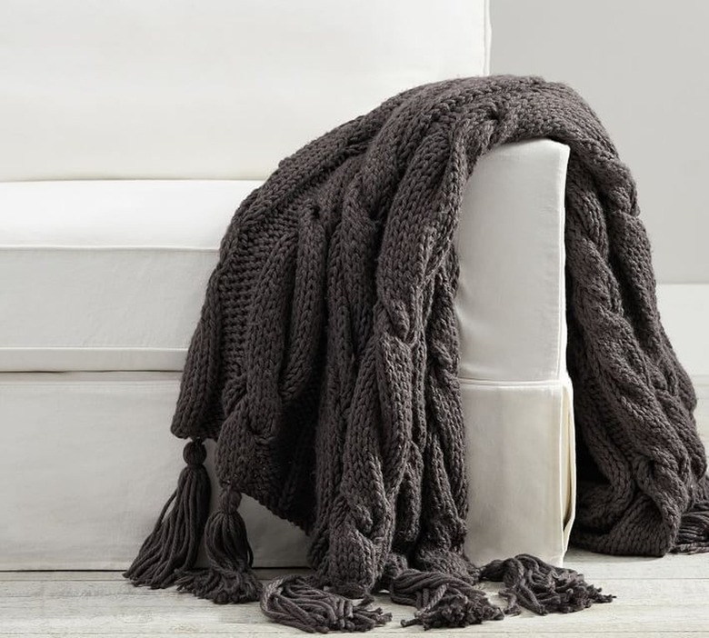 Knit dark grey throw