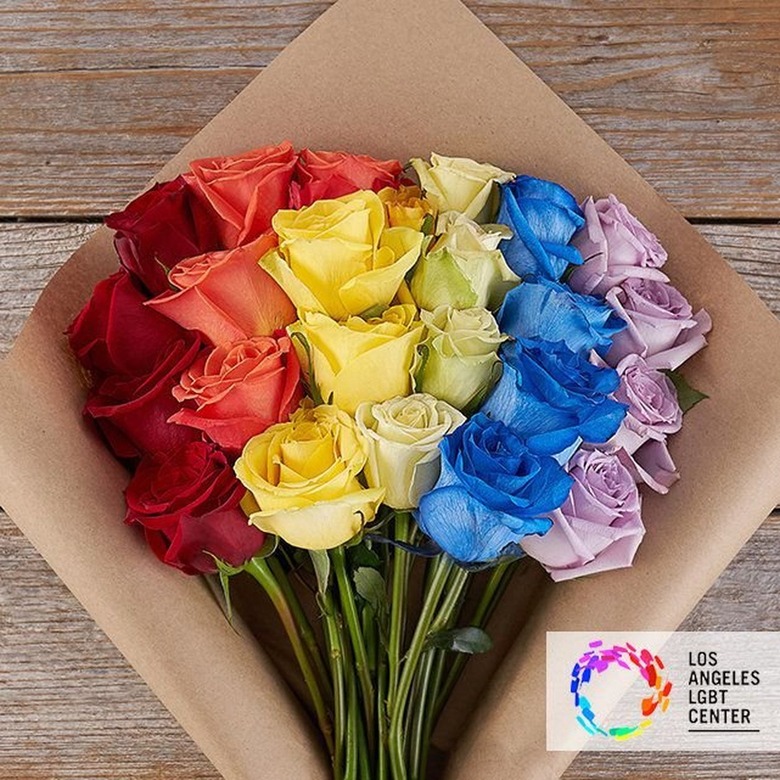 the bouqs co. rainbow roses pride bouquet