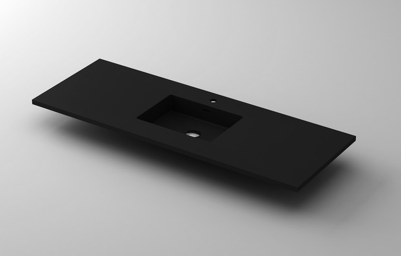 black integrated sink and countertop