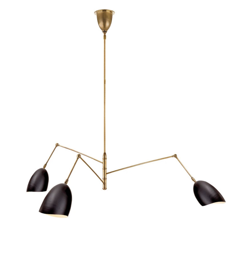 McGee and Co. Art Deco black and brass chandelier
