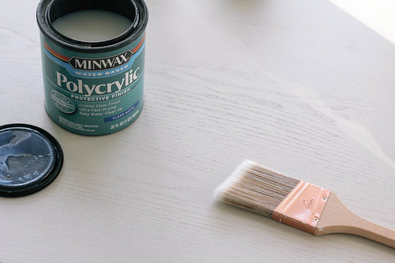 Painting clear matte topcoat onto surface of painted desk