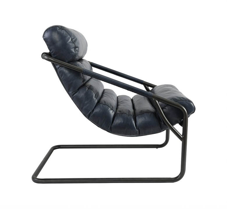 reclined black leather midcentury chair