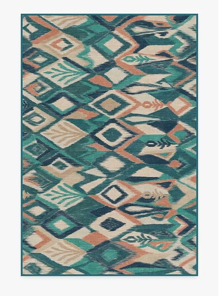Iris Apfel Lido Ikat Teal Blue Rug