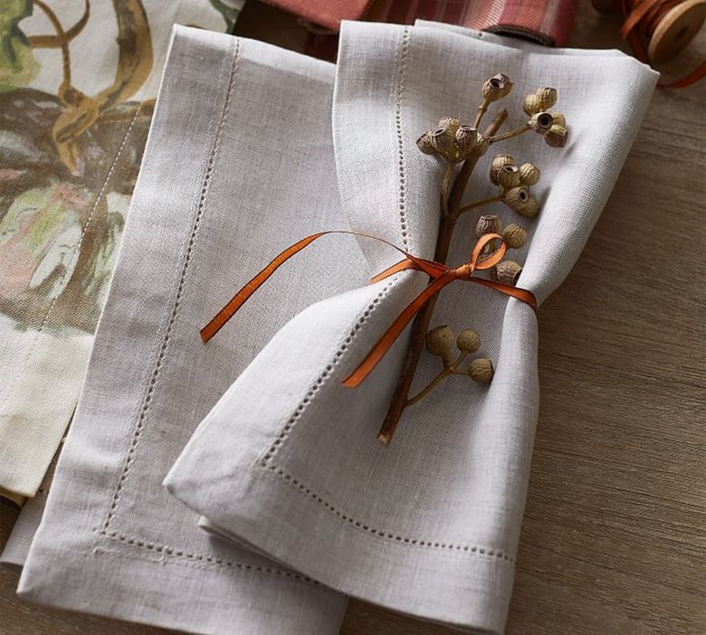 Pottery Barn Classic Belgian Flax Linen Hemstitch Napkins