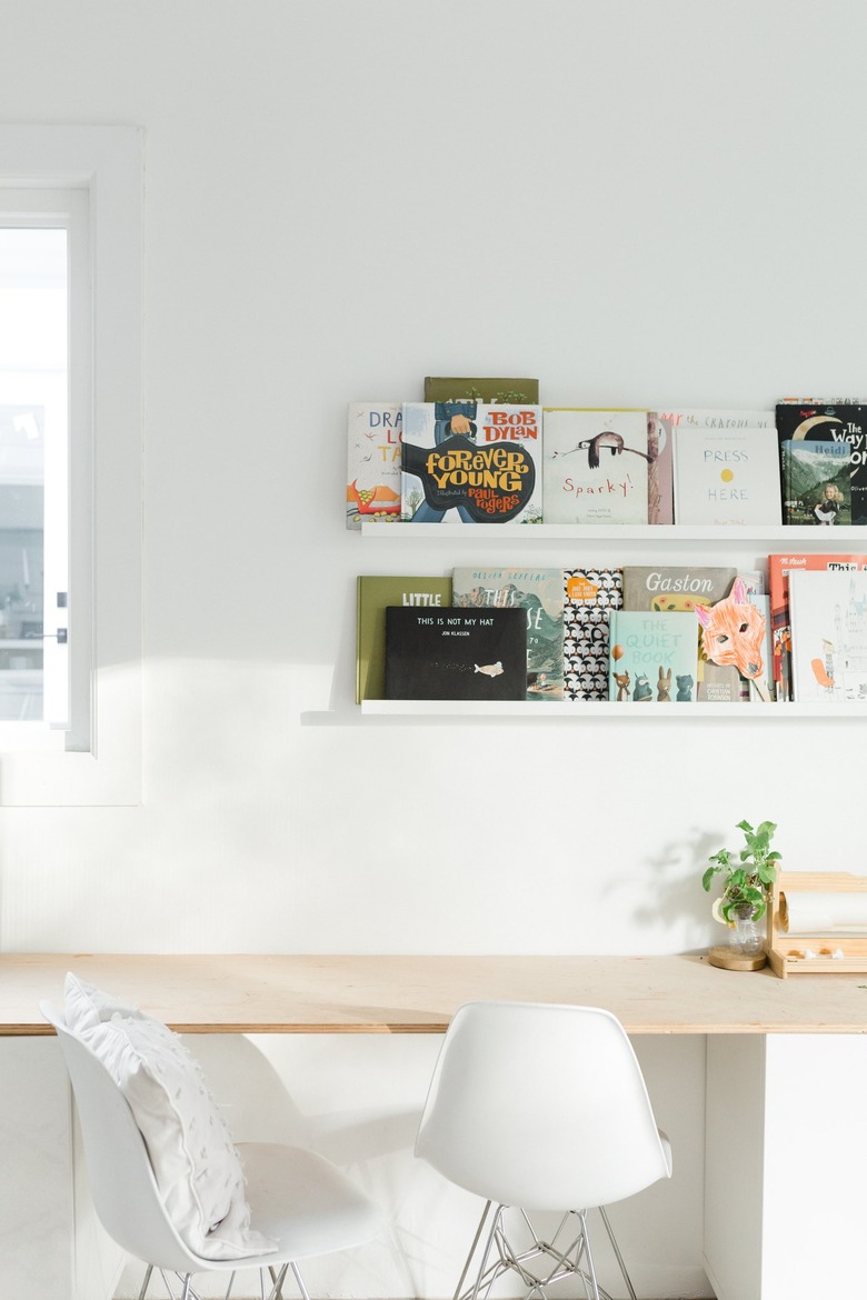 scandinavian style home office with writing table