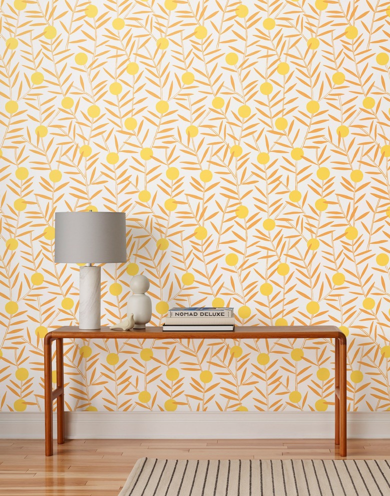 yellow floral Scandinavian wallpaper