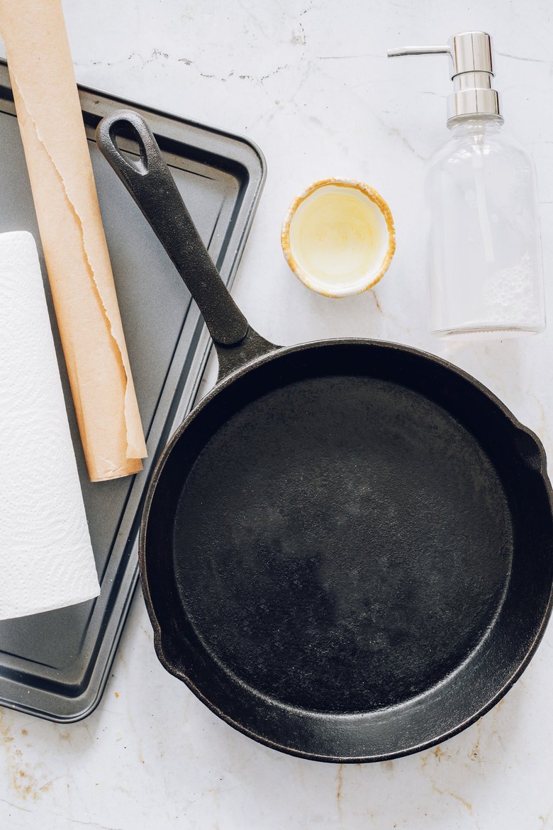 Things you'll need to season a cast iron skillet