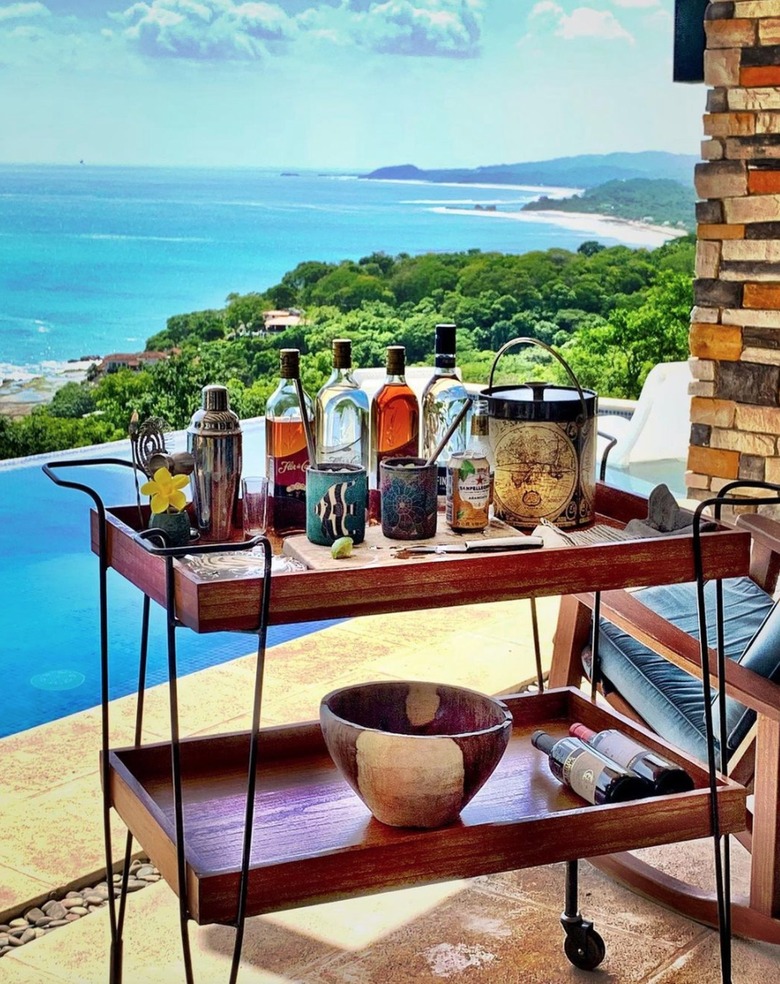 Wood and metal bar cart