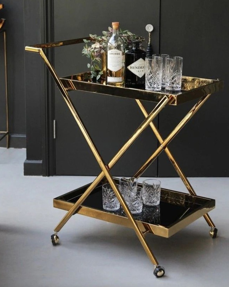 Brass finish bar cart