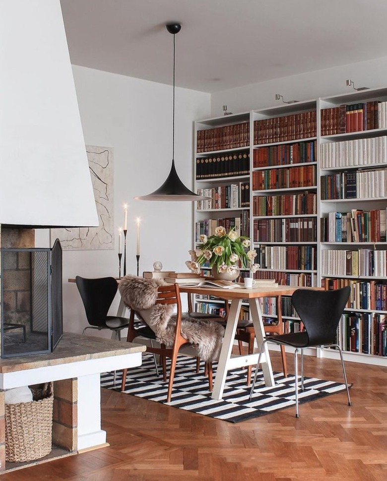 Dining room with home library