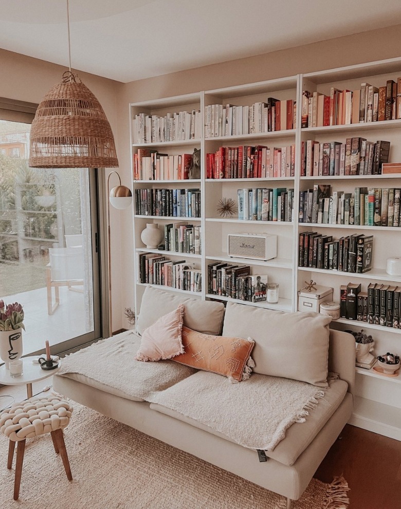 Home library with couch