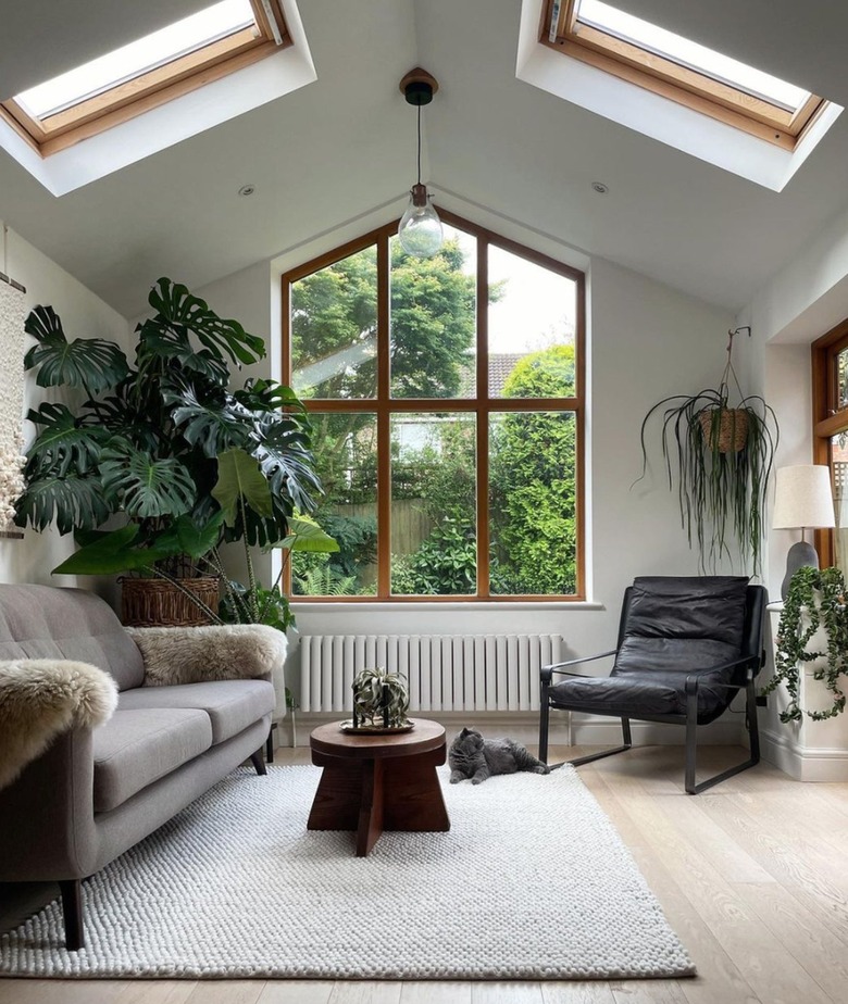 Living room with skylights