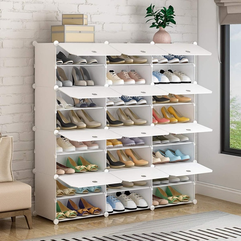 White modular shoe organizer
