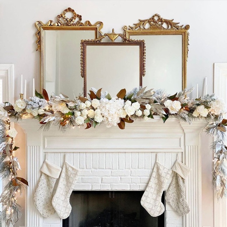 White mantel with white stockings