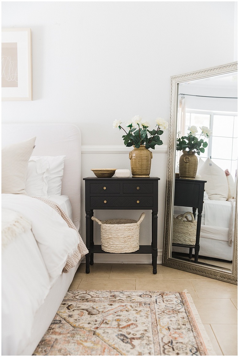 cozy contemporary small guest room ideas with full-length mirror