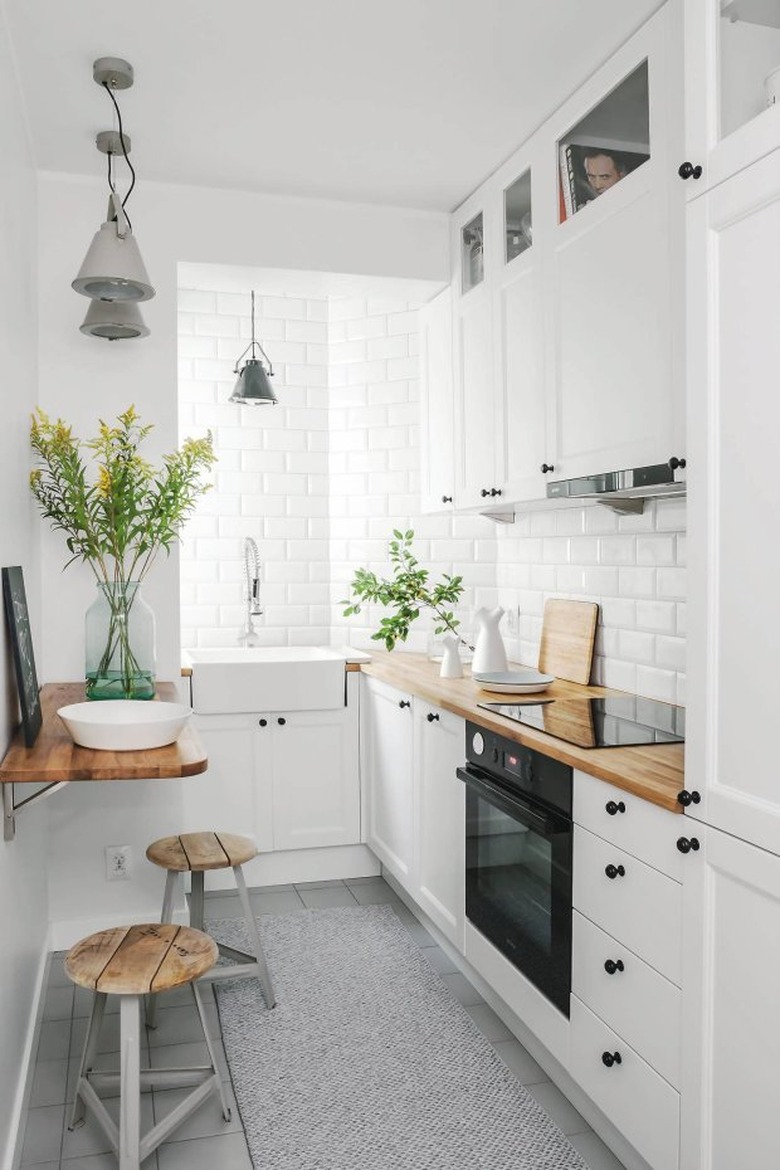 White kitchen with a folding countertop