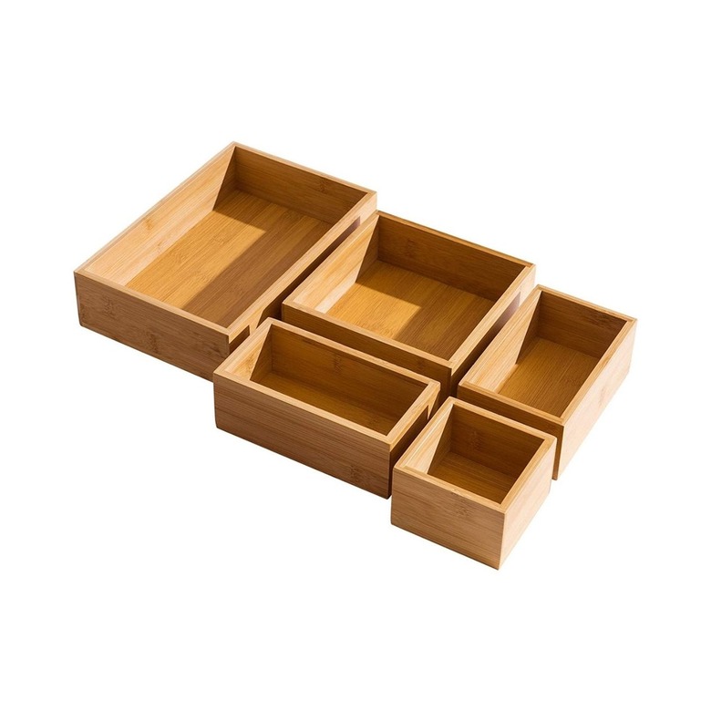 FILWH 5-Piece Bamboo Drawer Organizer Set