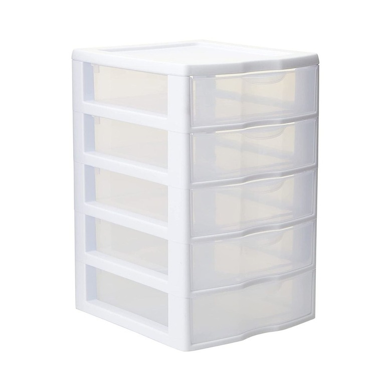 Sterilite Clearview Small Plastic 5-Drawer Desktop Storage System
