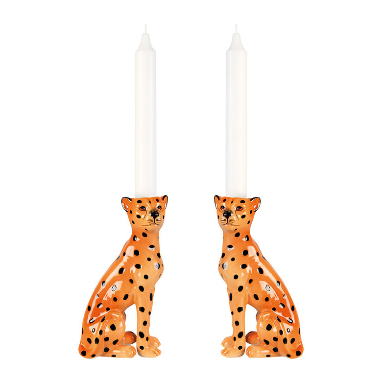 ceramic leopard candleholders
