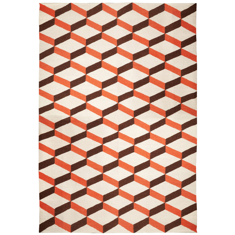 Orange Peruvian Flat Weave Rug