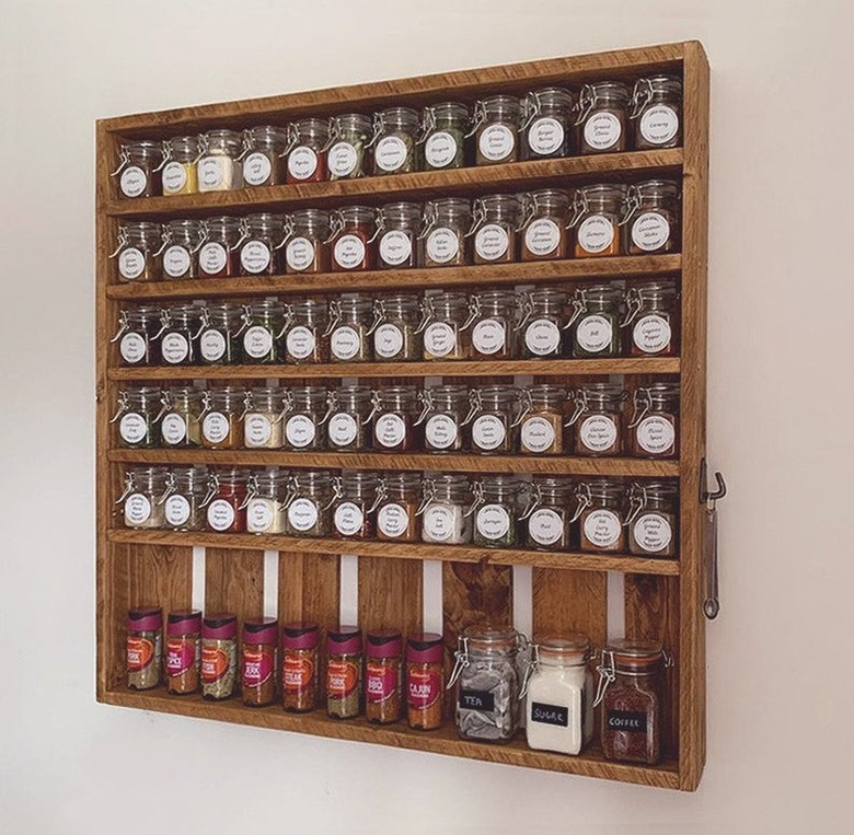 Spice Organizer with Glass Jars spoon set