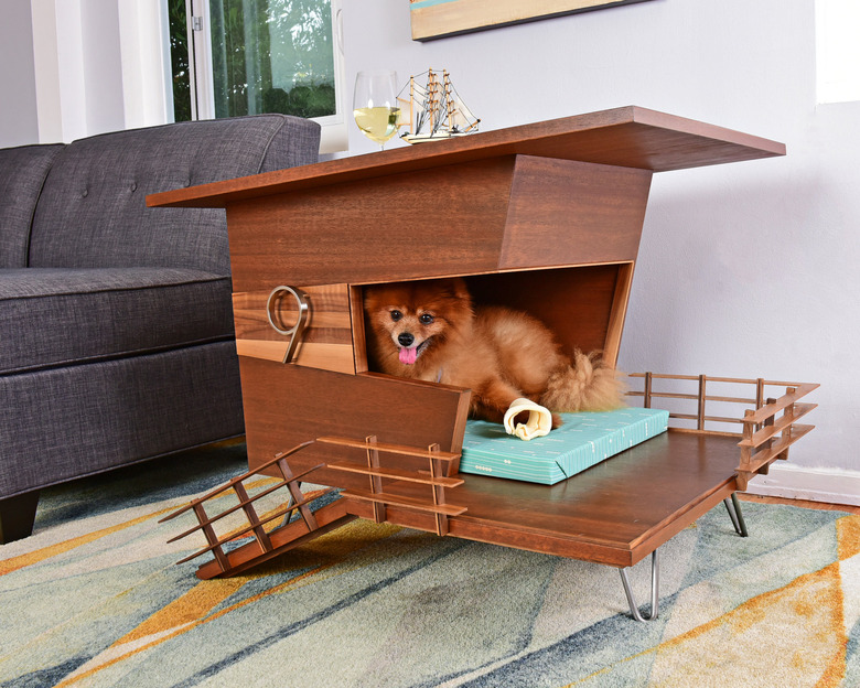 Mid-century wooden dog bed