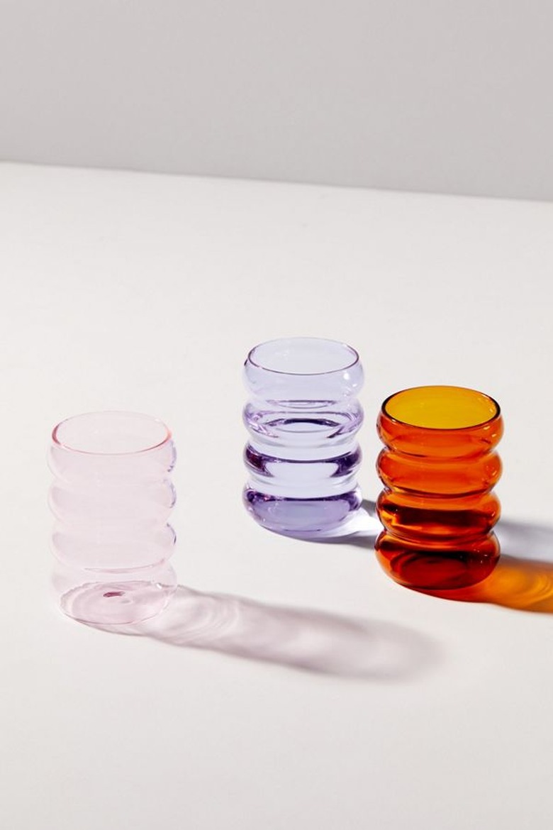 ripple glass cups in various colors
