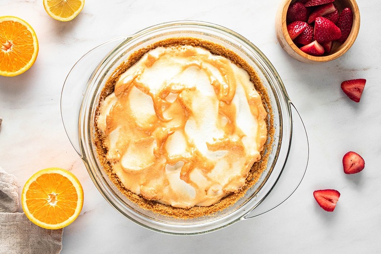 Strawberry citrus meringue pie