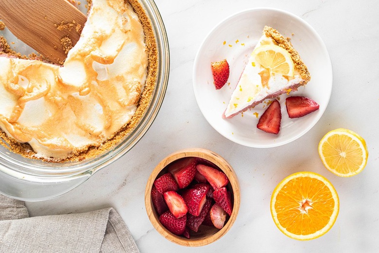 Strawberry citrus meringue pie