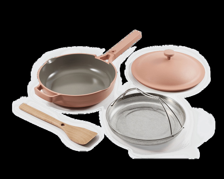 ceramic cookware set with one pan and lid from Our Place