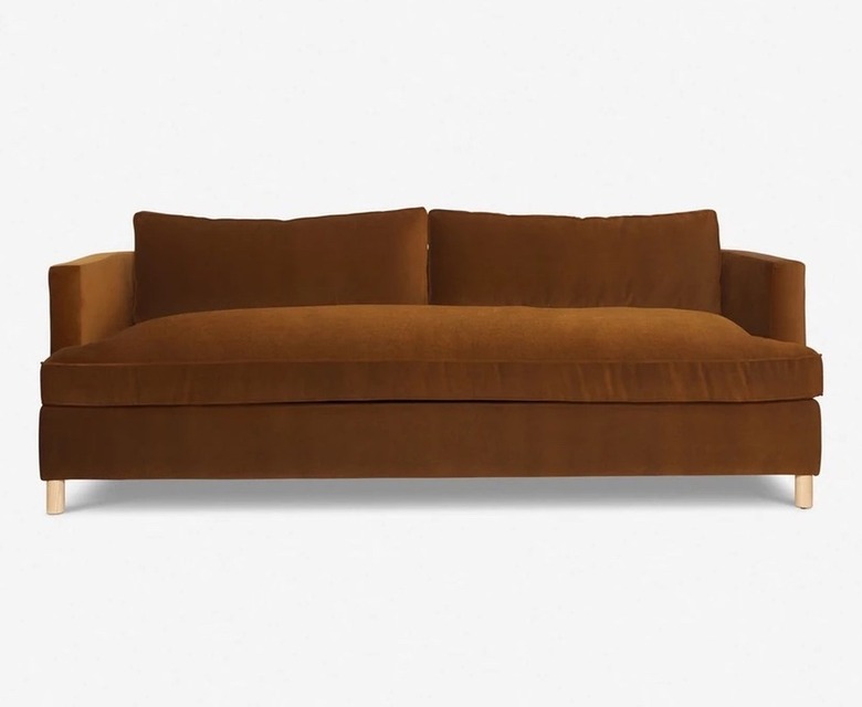 Cognac velvet couch