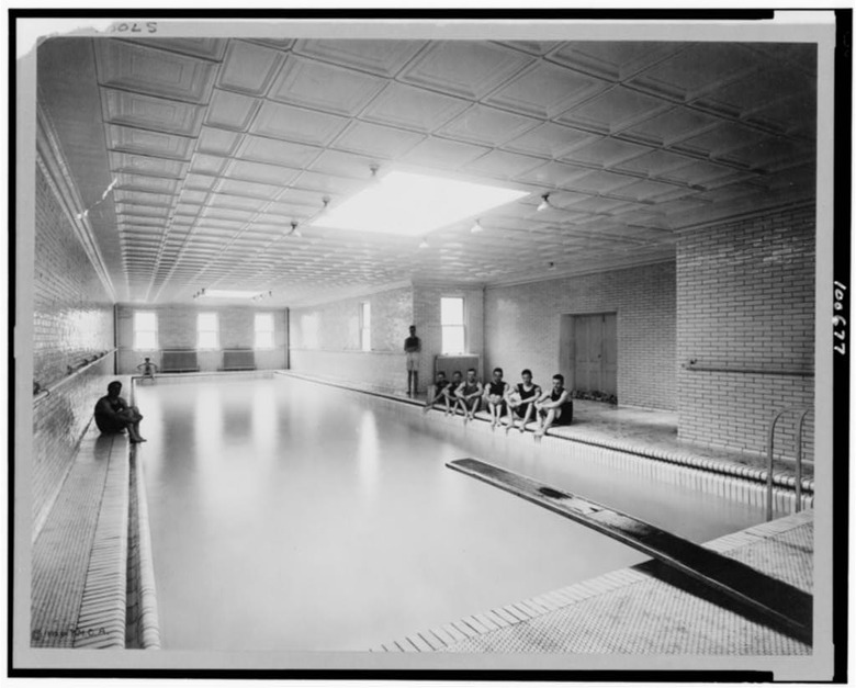 swimming pool subway tile walls