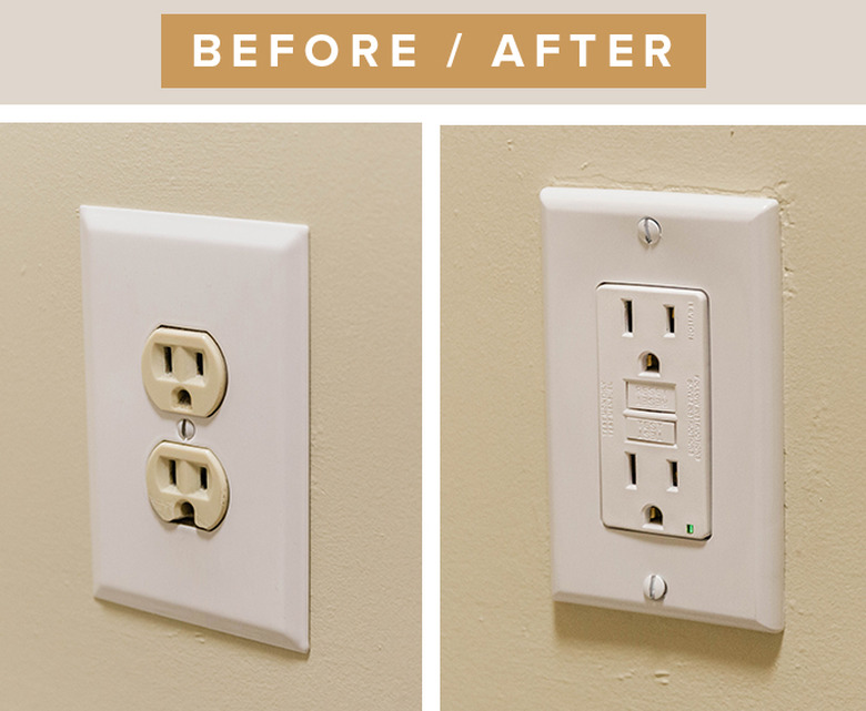 Upgrade your broken socket with a new GFCI white outlet.