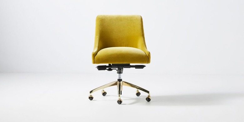 mustard yellow velvet swivel office chair