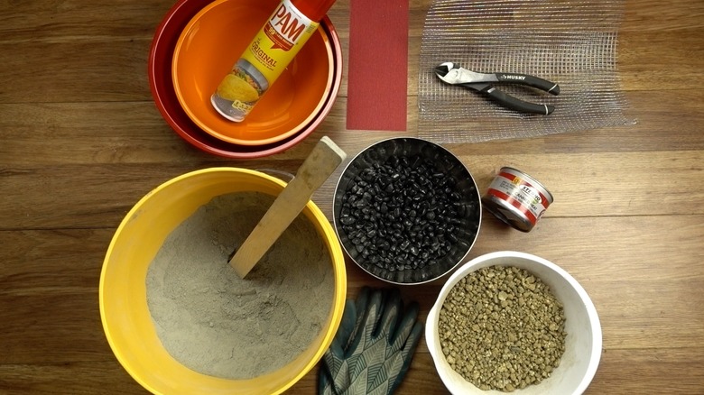 Materials for DIY tabletop concrete fire bowl