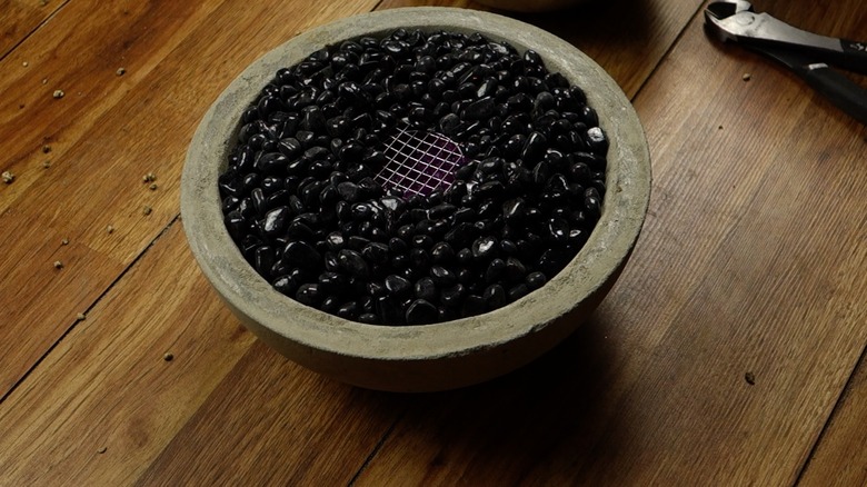 DIY tabletop concrete fire bowl.