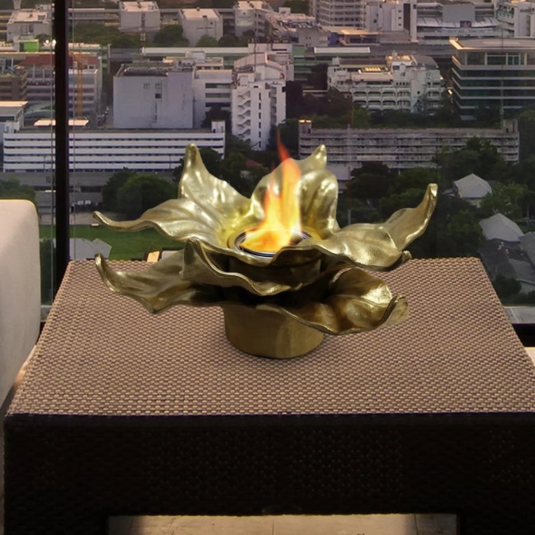 floral tabletop fire pit