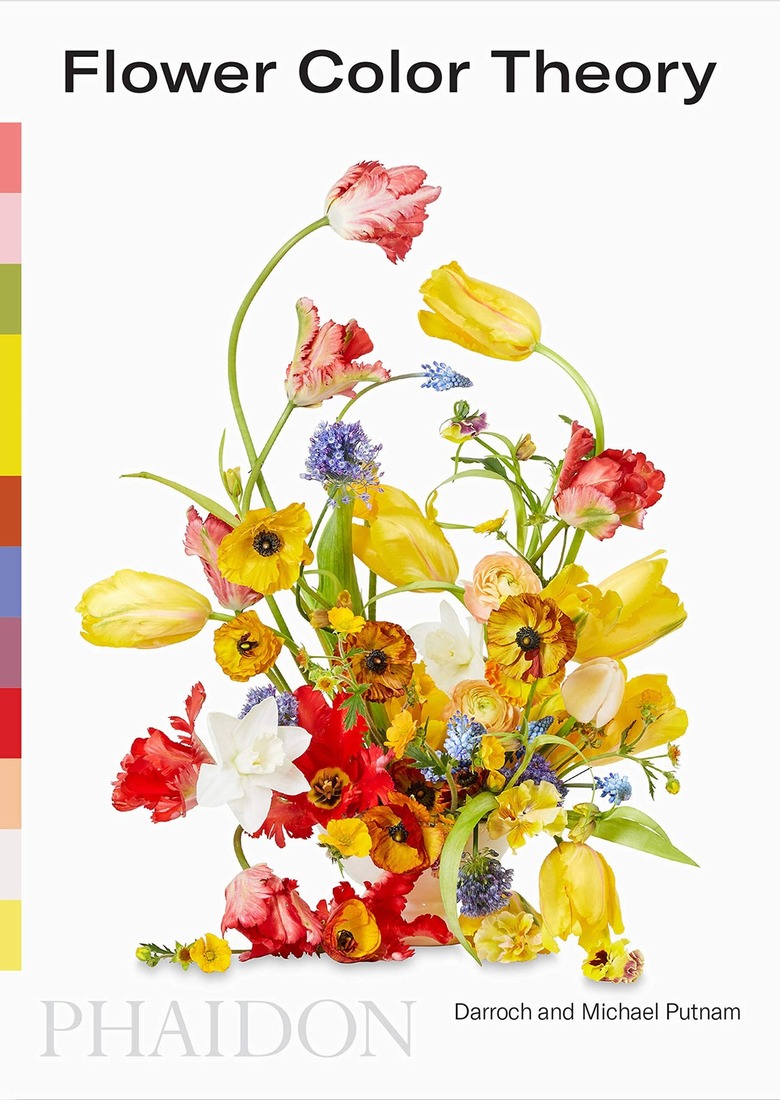 book cover with photo of flowers and text reading flower color theory