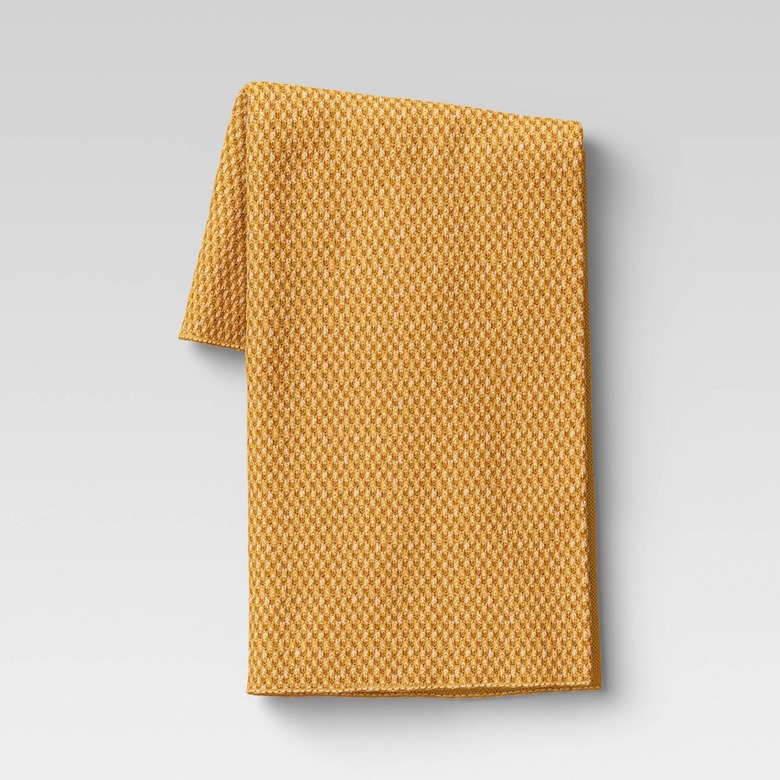 mustard colored throw blanket