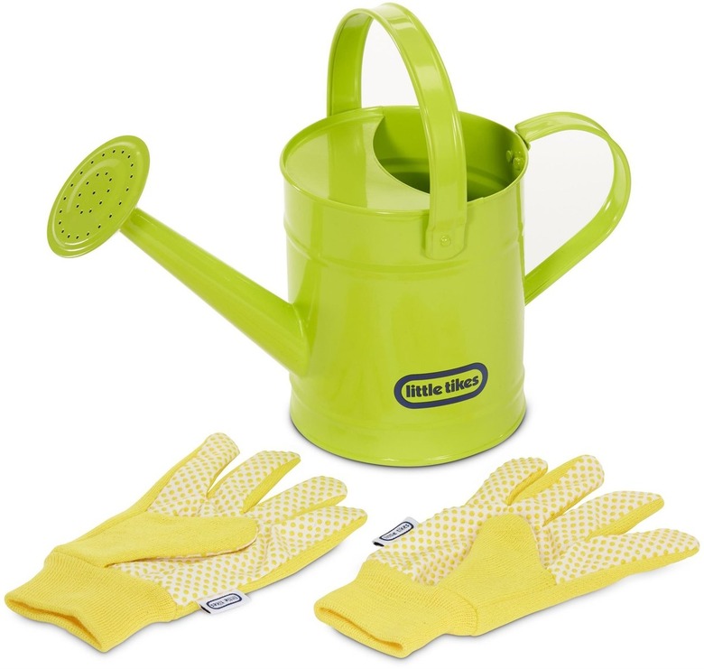 Little Tikes Growing Garden Lightweight & Durable Metal Watering Can & Gloves