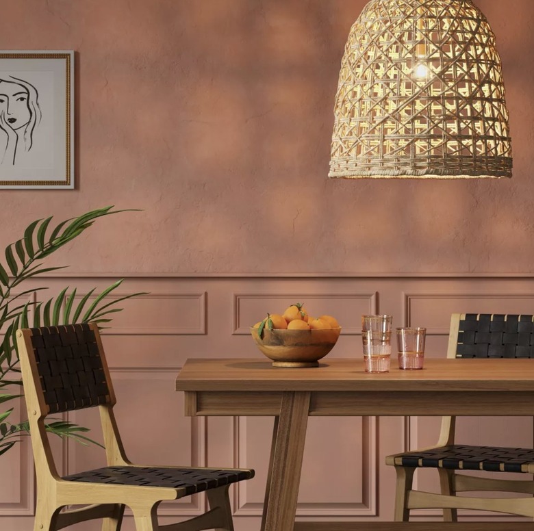 seagrass pendant light in dining room