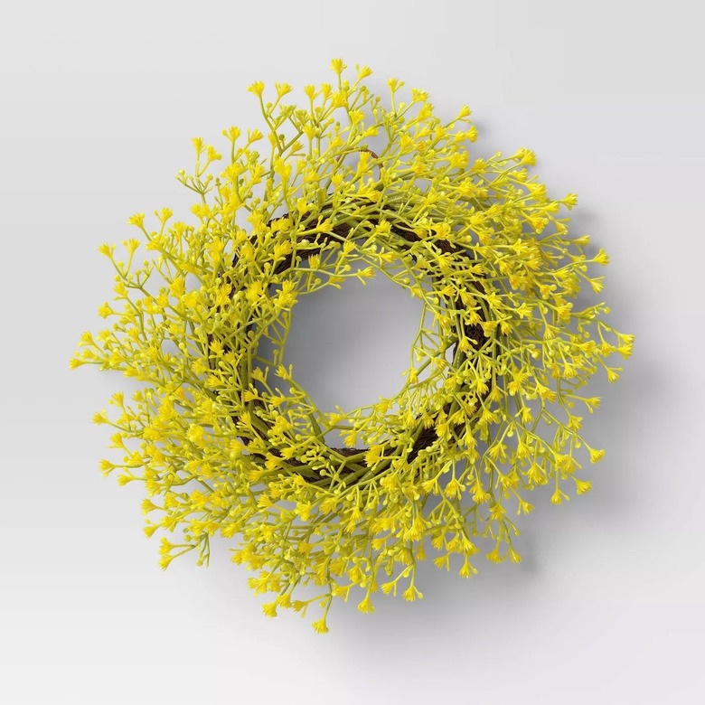 Threshold 12 Artificial Mimosa Flower Wreath Yellow